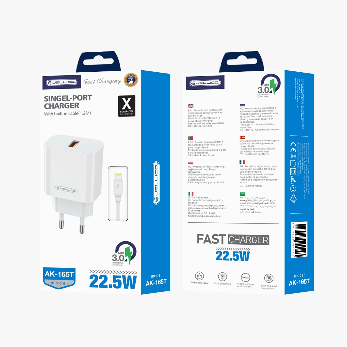 Ładowarka Sieciowa 22,5W QC3.0 USB + Kabel USB - micro USB Jellico AK165 – Szybkie i efektywne ładowanie