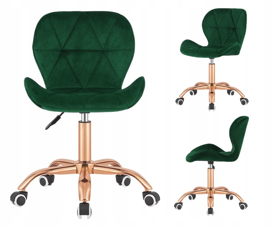 Krzesło obrotowe VASTO OFFICE VELVET FOREST GREEN ROSE GOLD