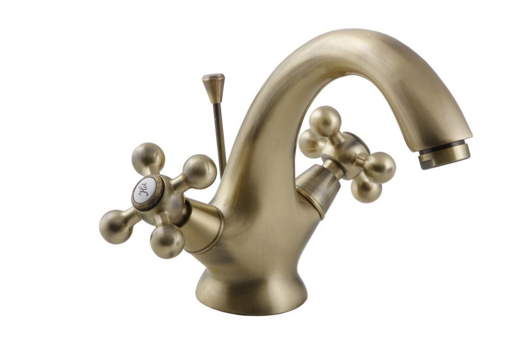 Bateria umywalkowa stojąca Stilo retro mosiądz – Elegancja w klasycznym stylu