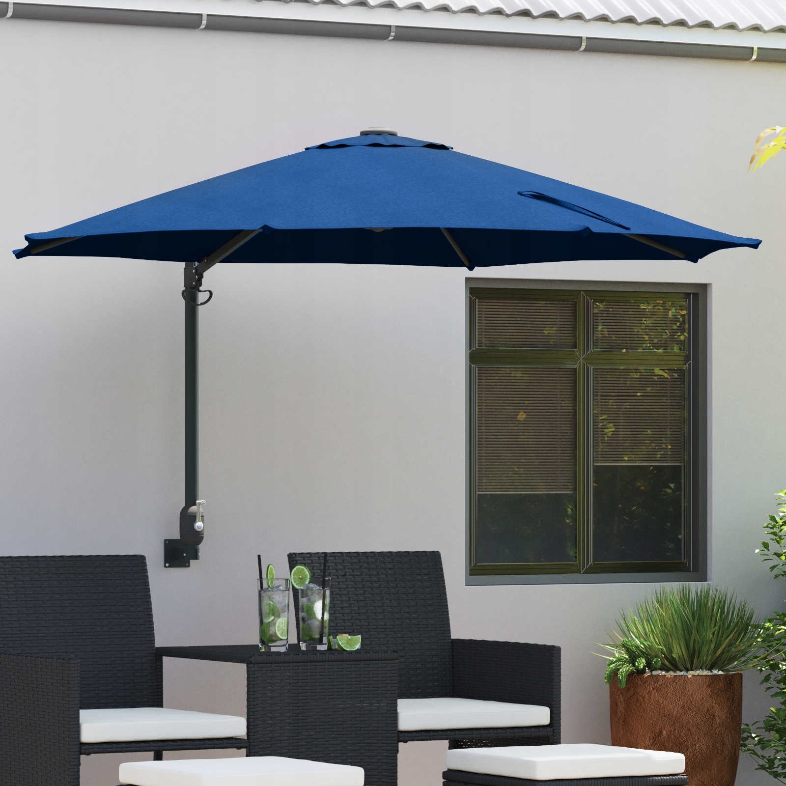 Parasol na patio Niebieski Poliester Duży Odchylany – Idealny wybór na letnie przyjęcia