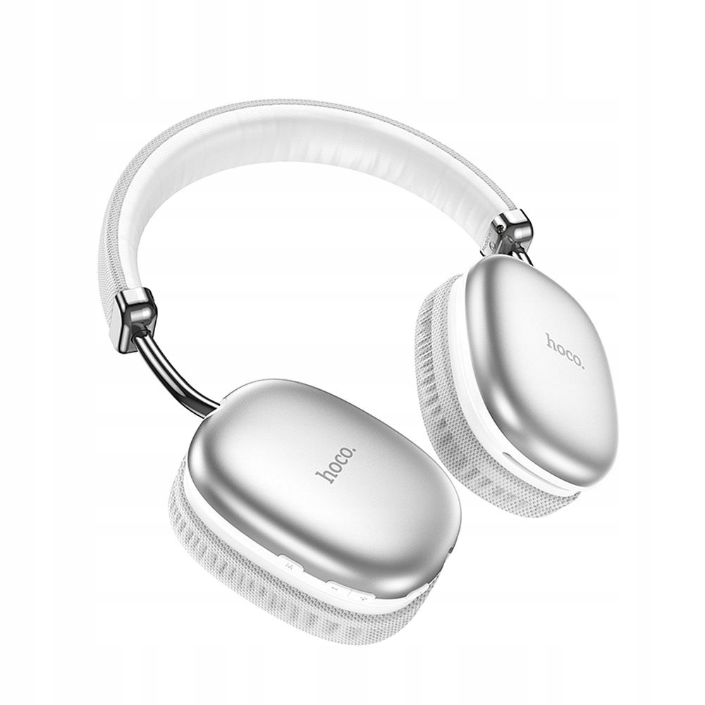 Słuchawki bezprzewodowe W35 – Srebrne słuchawki nauszne z Bluetooth