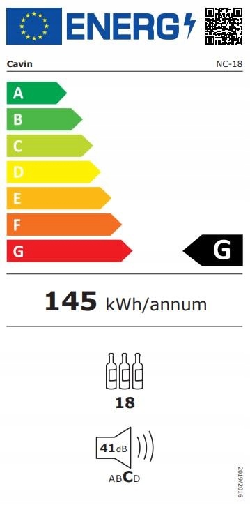 Klasa energetyczna G i roczne zużycie energii 145 kWh