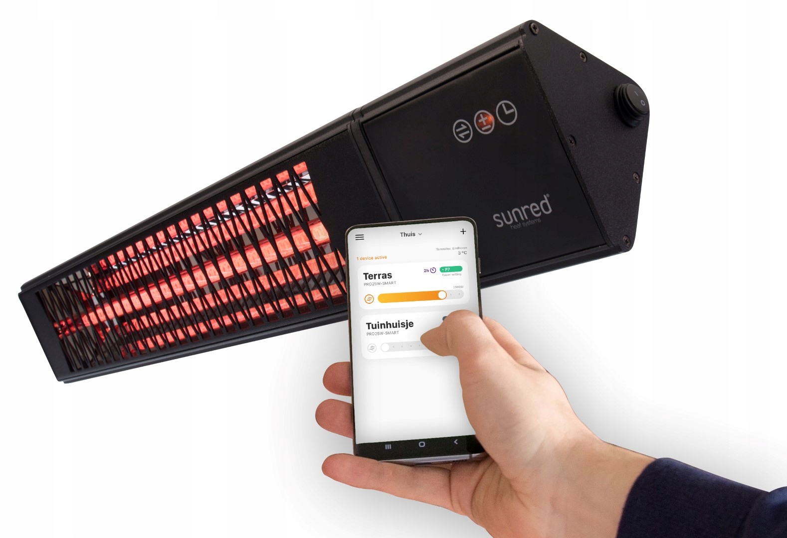 Grzejnik tarasowy Sunred PRO25W-SMART – Komfort i styl na świeżym powietrzu