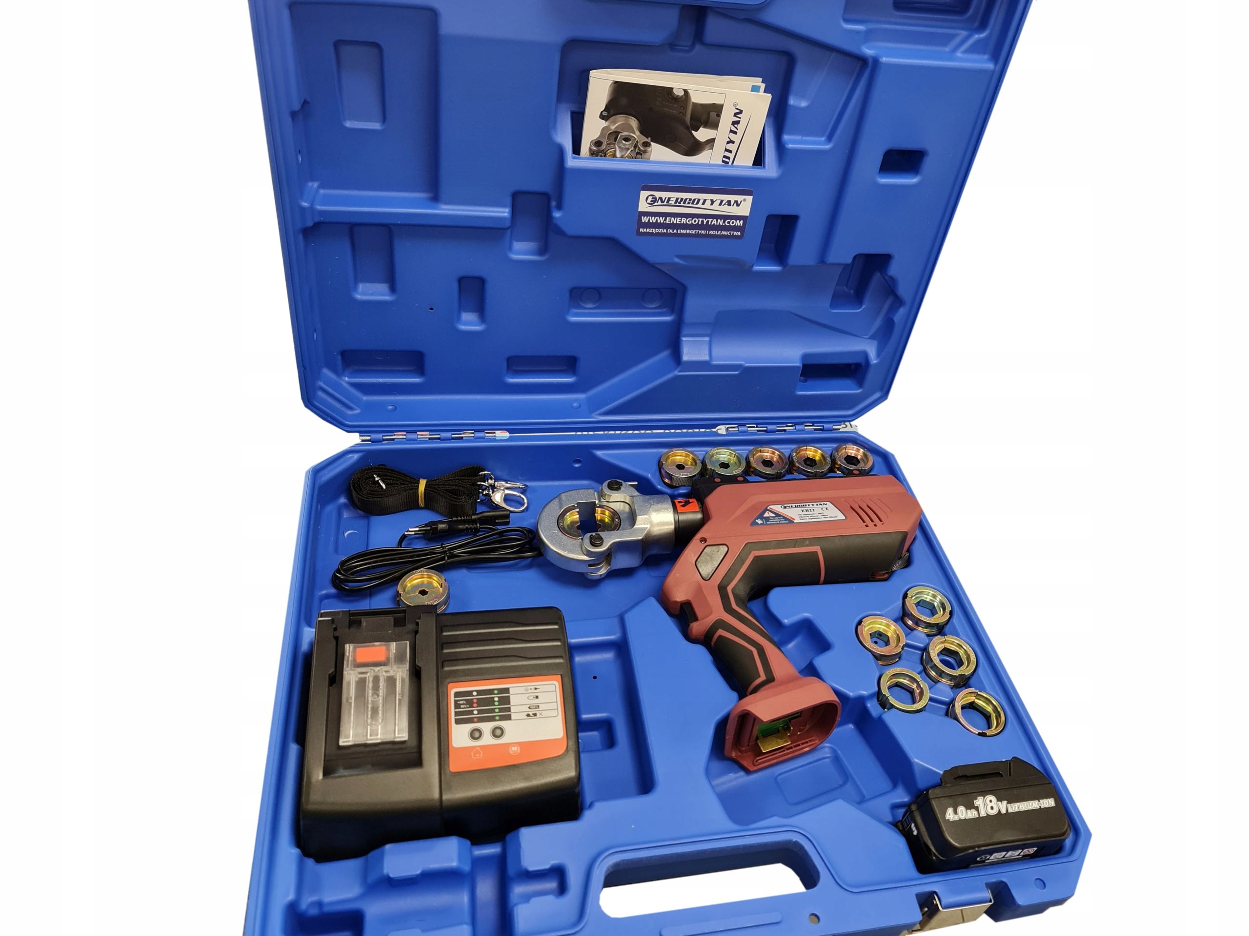 Praska akumulatorowa z matrycami 10-300 mm2 EB22 SET – Wydajne narzędzie do zaciskania kabli