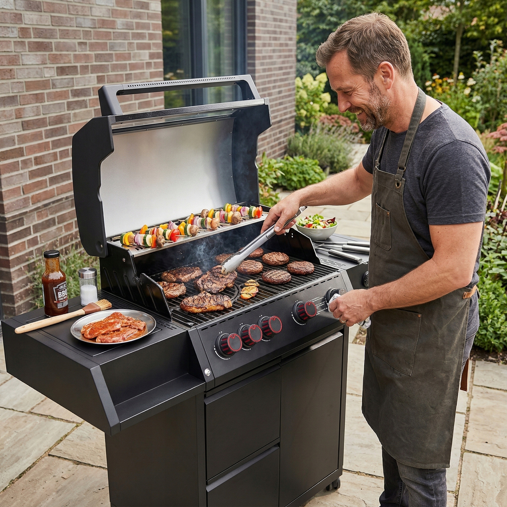 Grill gazowy Ogrodowy ŻELIWNY LEHMANN 4+1 premium 17,2 kW + szafka na butlę Kod producenta GRILL GAZOWY PREMIUM VERMONT 4+1