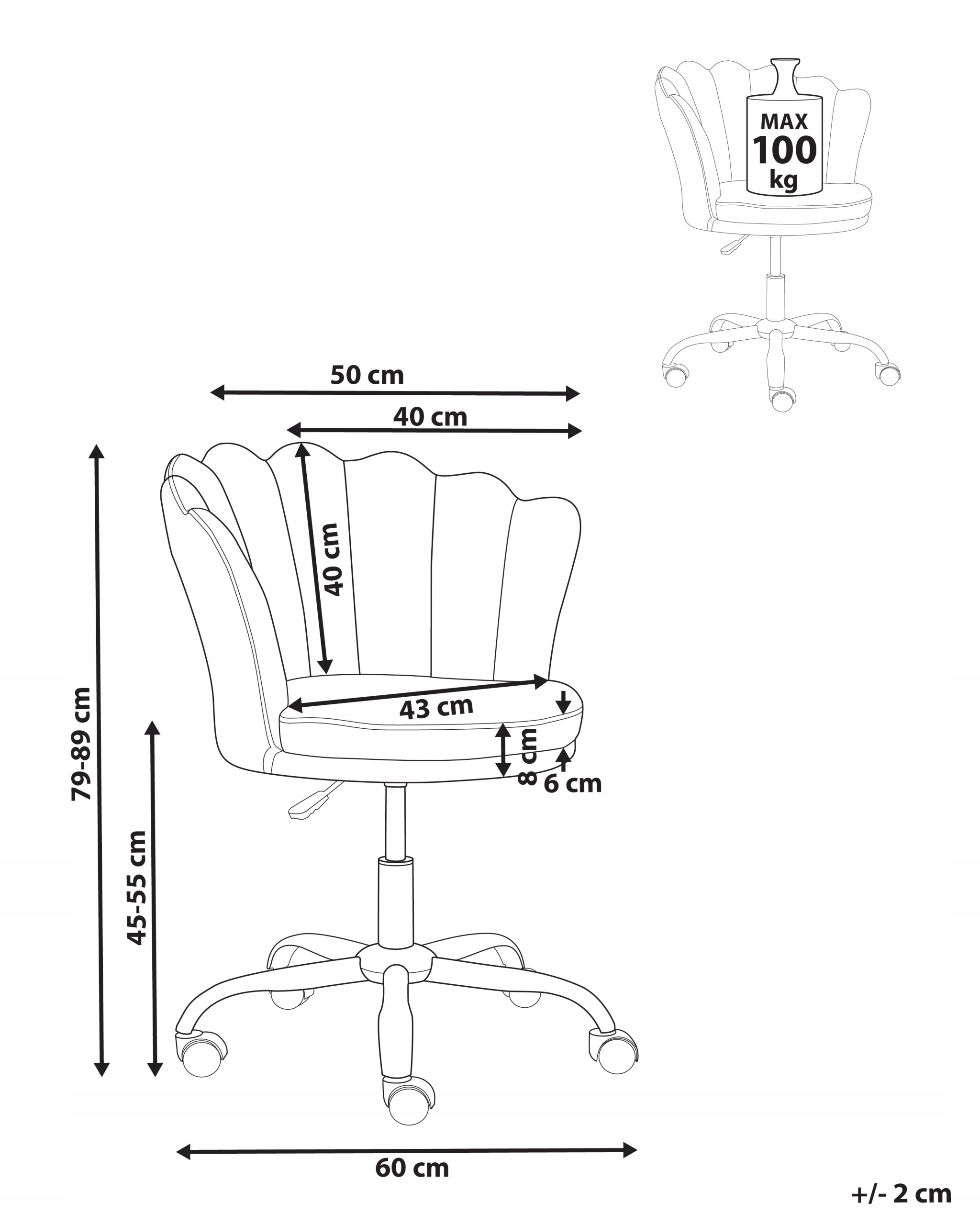 Obrotowe krzesło biurowe z regulacją wysokości