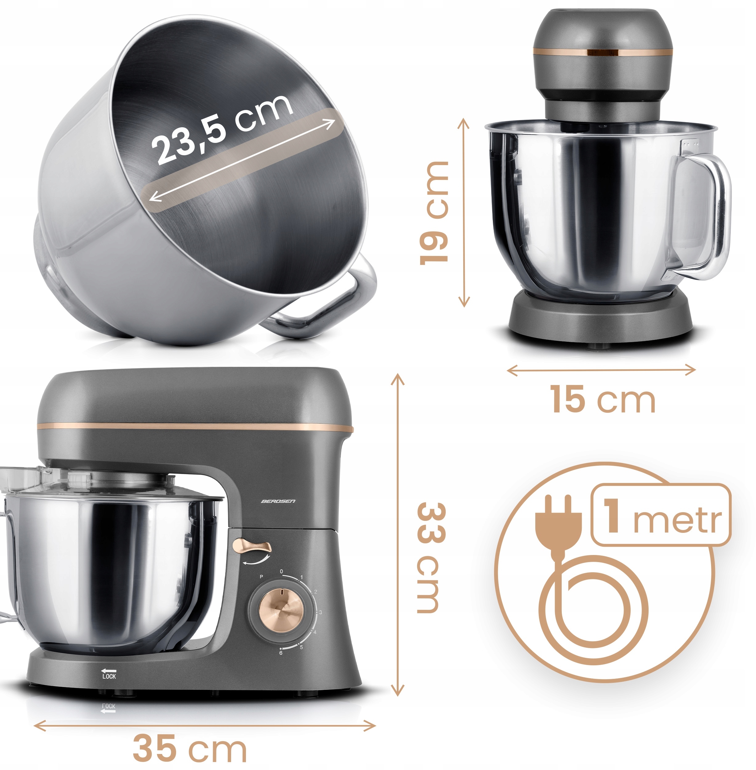 Robot kuchenny planetarny mikser 3w1 6l 1400 W BD-756 – Twój niezawodny pomocnik w kuchni