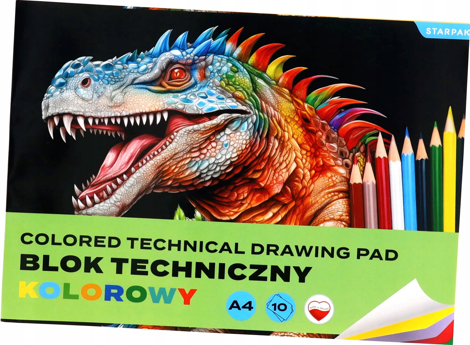 Blok techniczny Dinozaur kolorowy A4 – Kreatywność dla najmłodszych