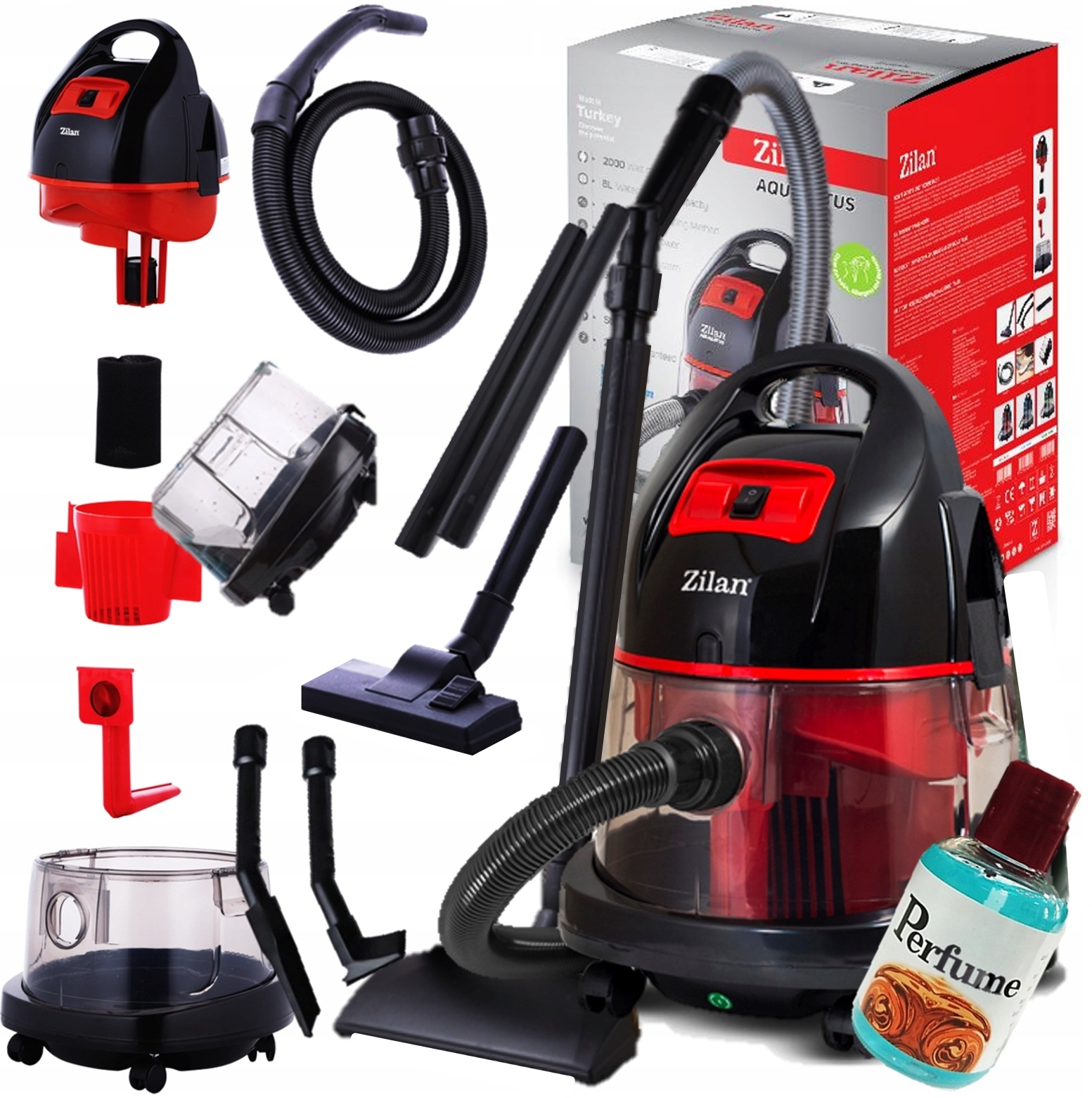 Odkurzacz Wodny Mega Moc Nadmuch Turboszczotka Aqua 8l Bezworkowy 2000W