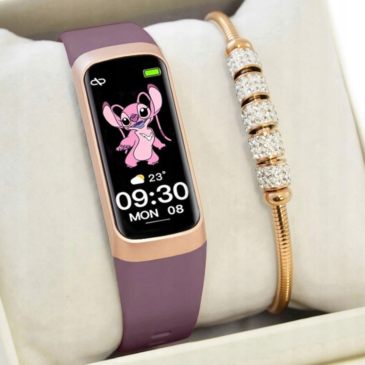 Zestaw dziecięcy Smartwatch SMARTBAND Rubicon RNCF05 wrzosowy + bransoletka – Idealny towarzysz dla Twojego dziecka