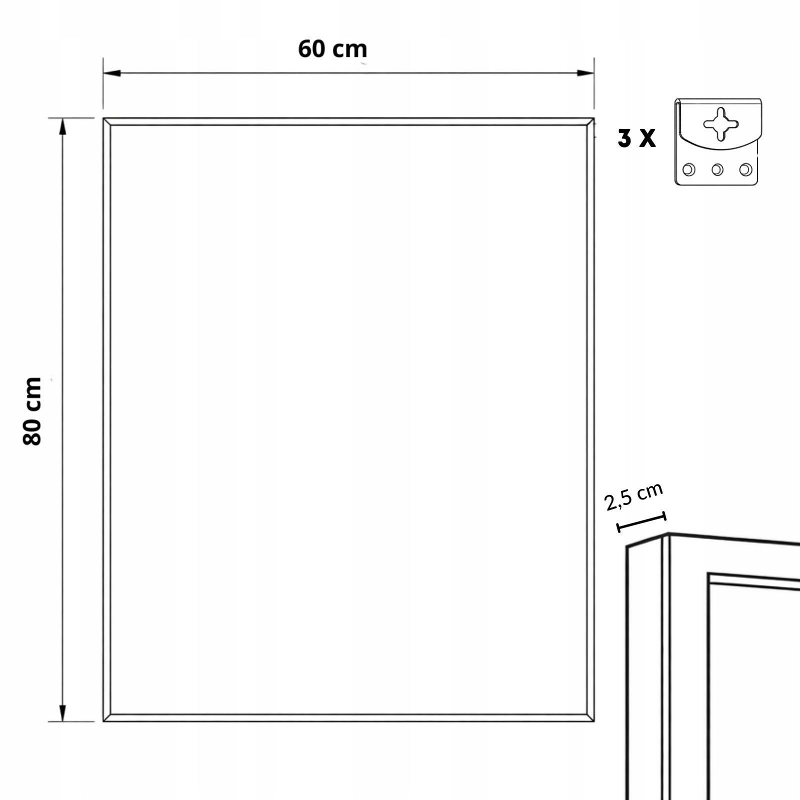 Practical dimensions of the mirror: 60 x 80 cm
