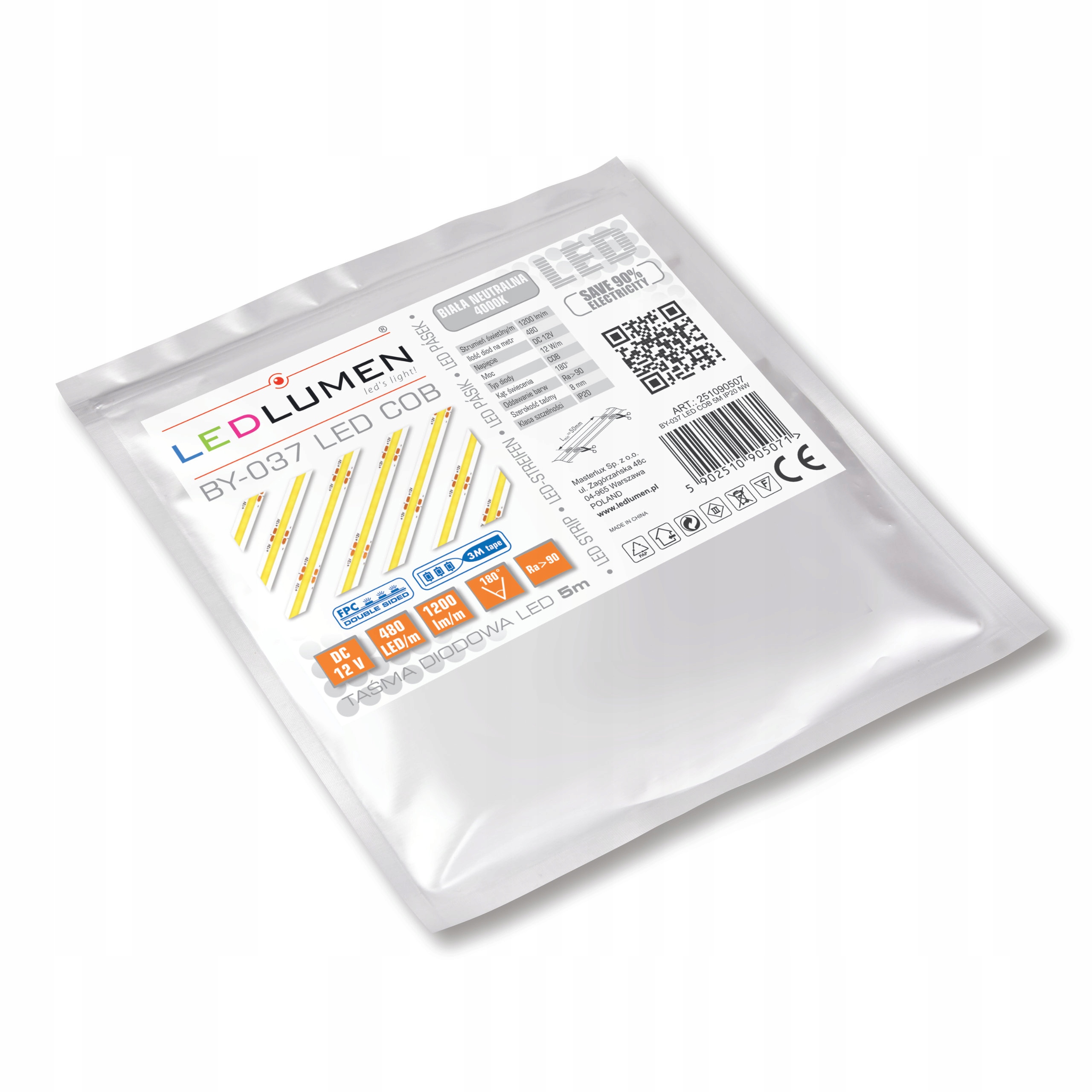 Taśma LED BY-037 LED COB 12V 5m IP20 NW – Oświetlenie, które zmienia przestrzeń
