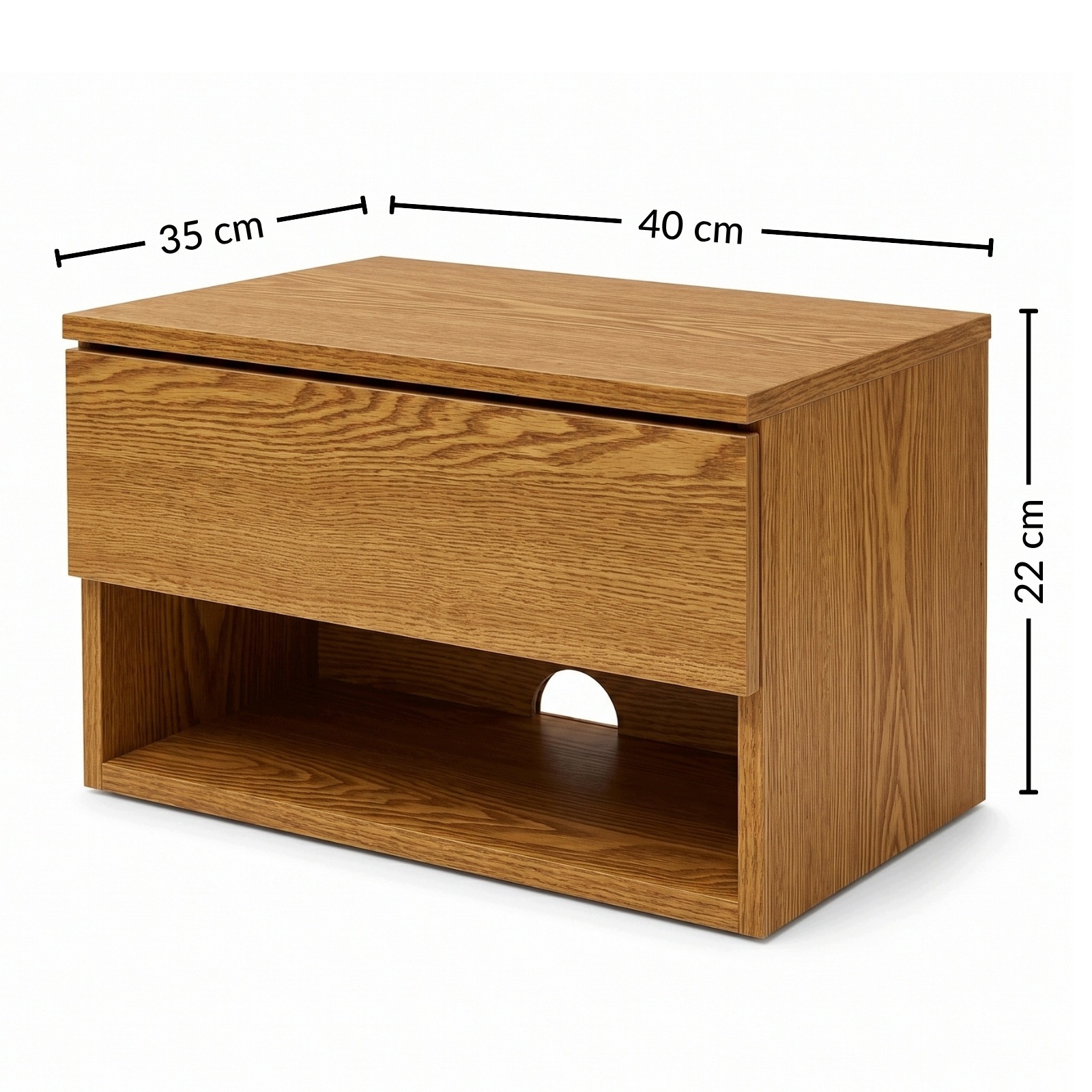 Szafka nocna wisząca MDF brązowa z szufladą i półką 40 x 30 x 21,5 cm – idealne rozwiązanie do małych sypialni