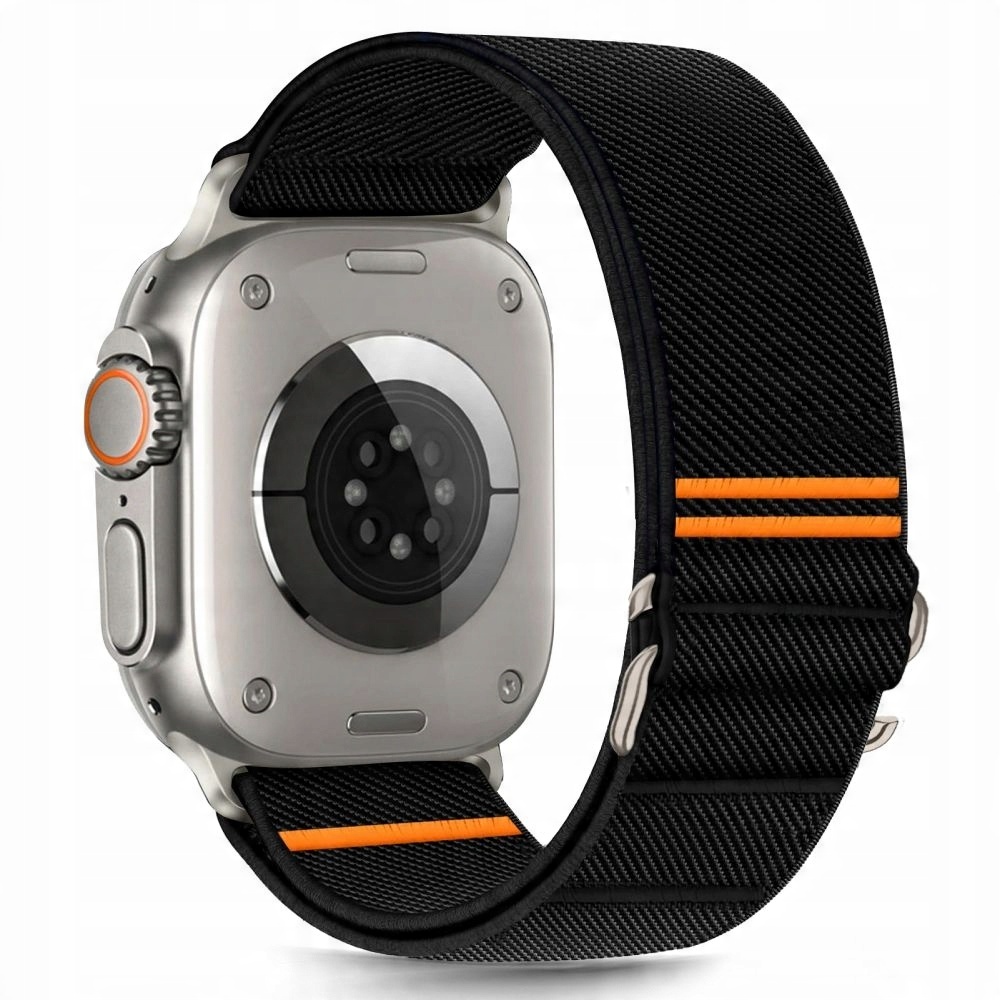 TECH-PROTECT NYLON SLIP APPLE WATCH 6 / 7 / 8 / 9 / 10 / SE / ULTRA 1 / 2 (44 / 45 / 46 / 49 MM) BLACK – Wygodny pasek do codziennego użytku