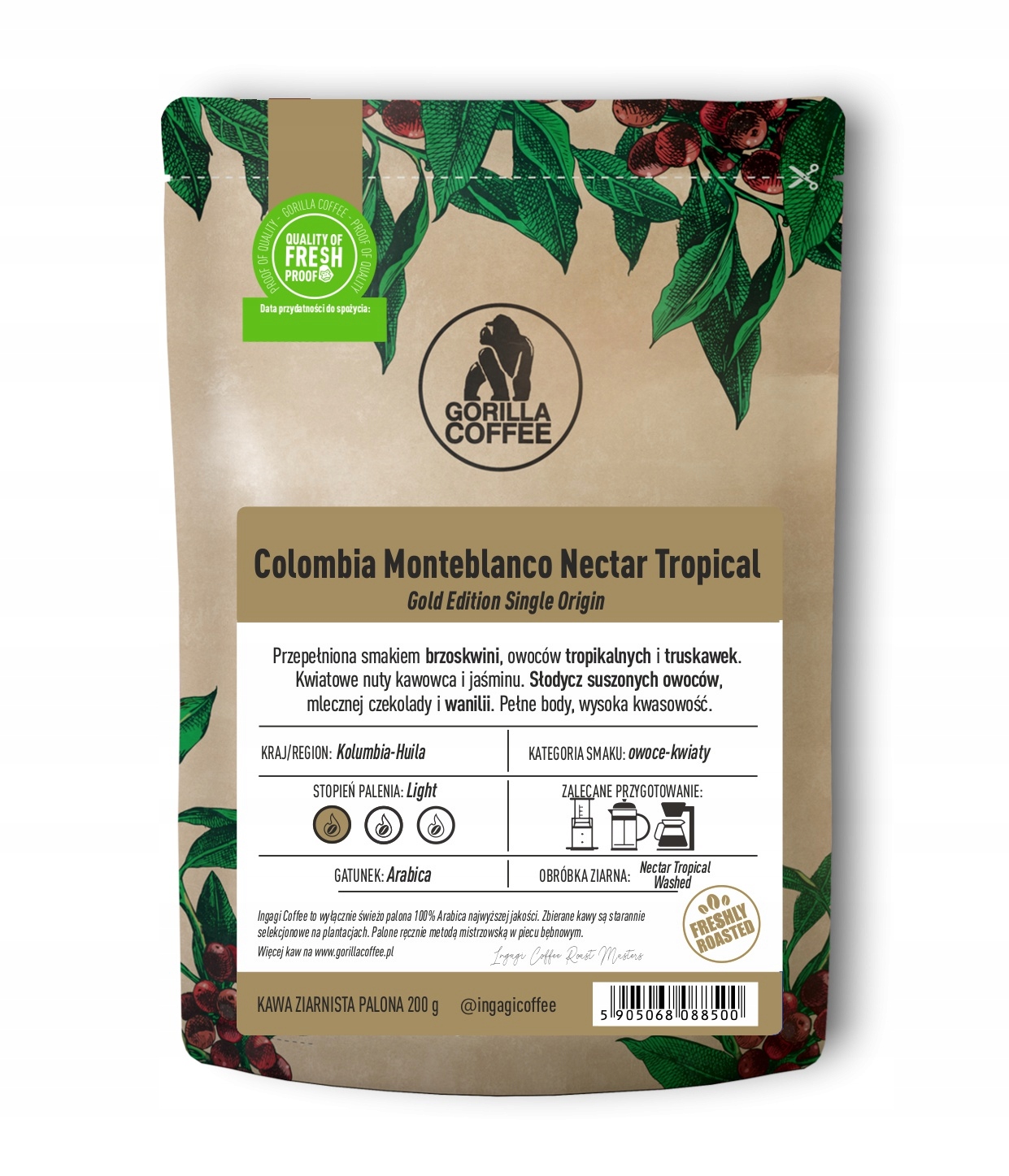 Kawa Colombia Monteblanco Citric filtr 200g – Doskonały wybór dla miłośników kawy