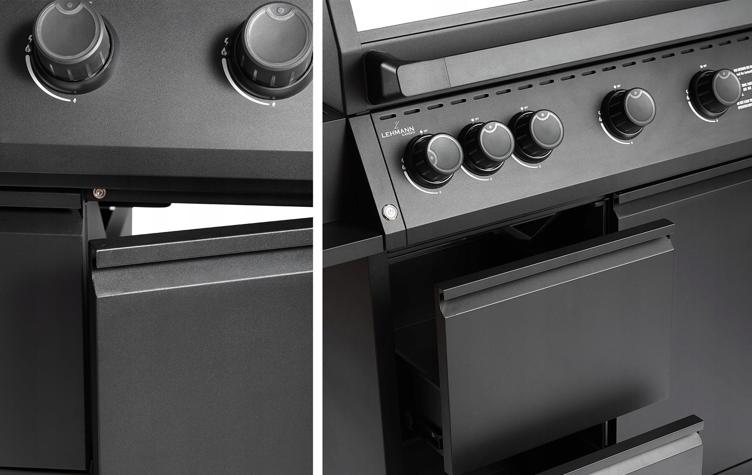 Grill gazowy Ogrodowy ŻELIWNY LEHMANN 5+1 premium 20,5 kW + szafka na butlę Waga 61 kg