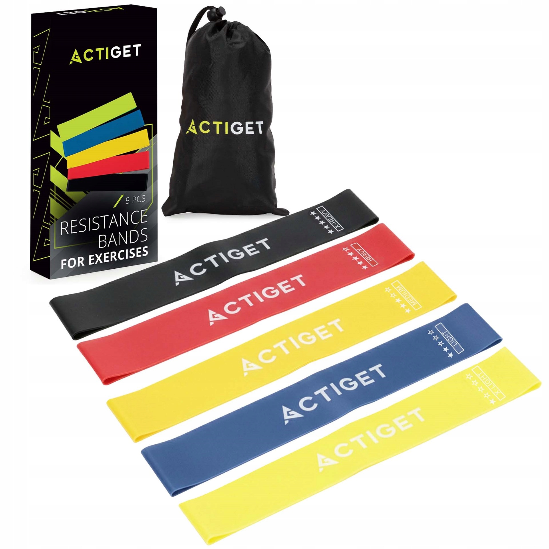 Gumy oporowe do ćwiczeń zestaw 5 szt. – Idealne do treningu w każdym miejscu