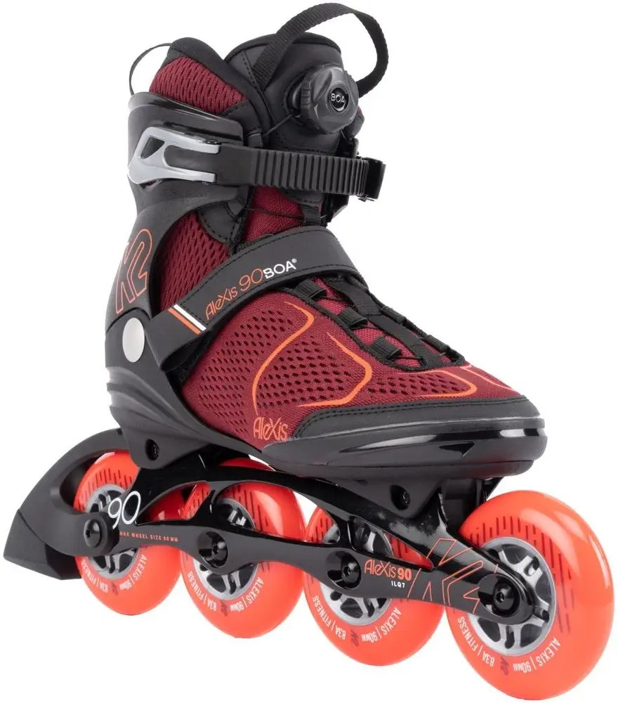 Łyżworolki K2 Alexis 90 Boa burgundy - orange – Komfort i styl w jednym