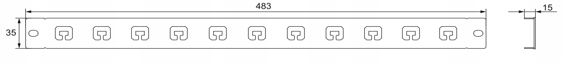 Wymiary i montaż organizera kabli 1U