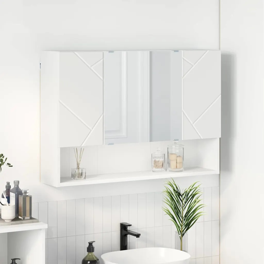 Szafka z lustrem Biały 80 x 17 x 55 cm – Elegancja i funkcjonalność w Twojej łazience