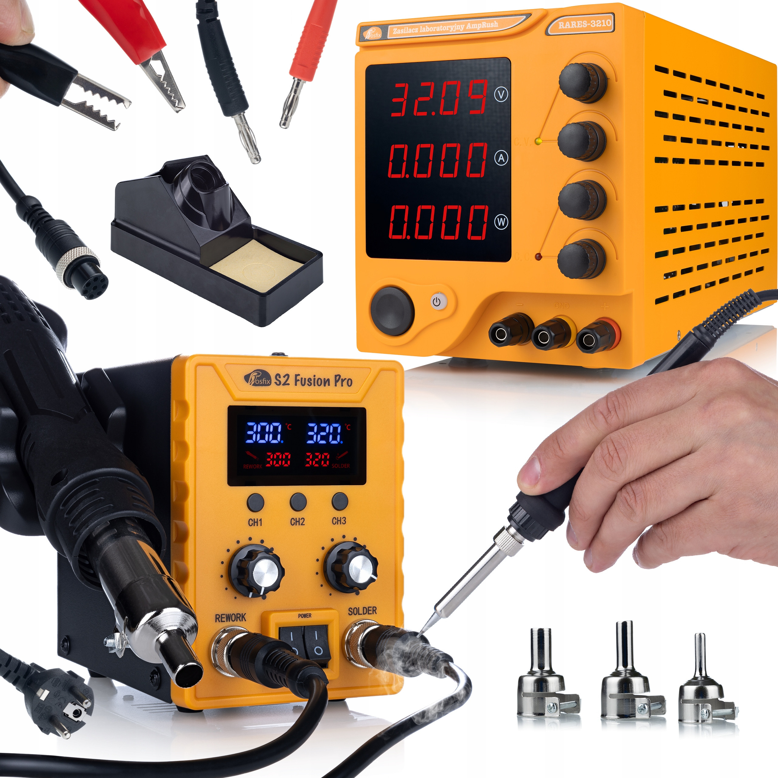 Zestaw Zasilacz Laboratoryjny Rosfix 32V 10A + Stacja Lutownicza Pro 2W1 – Idealne Narzędzie dla Elektroników