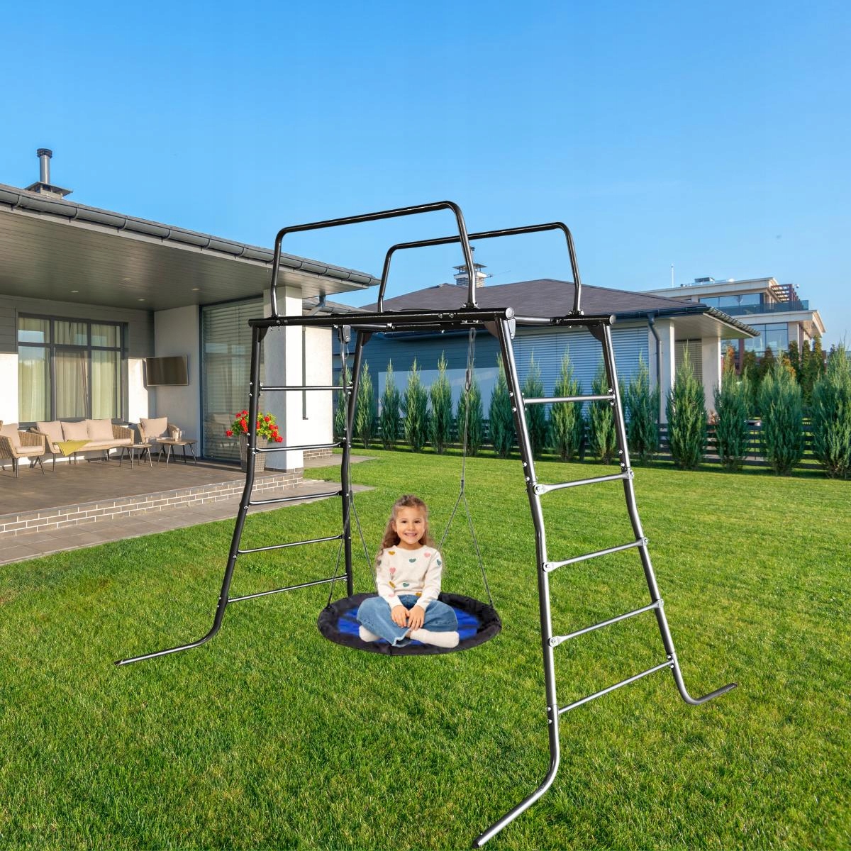 Plac zabaw do ogrodu Monkey Bars Deluxe – metalowy stelaż dla aktywnej zabawy