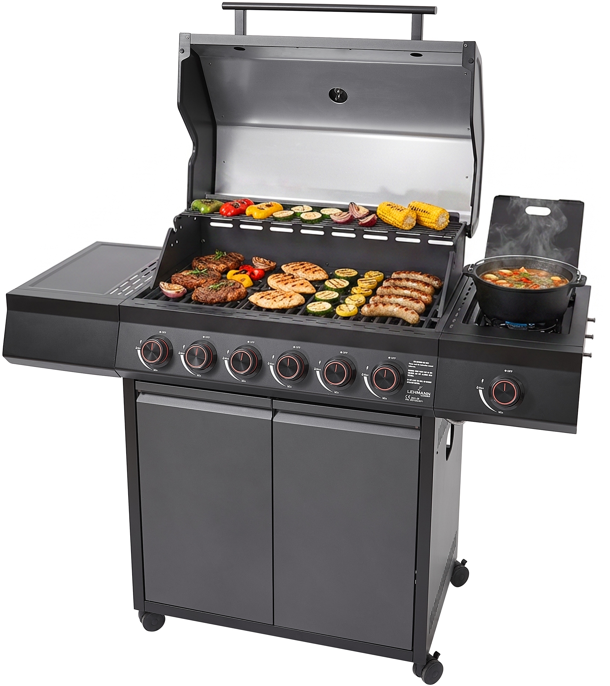 Grill gazowy Ogrodowy ŻELIWNY LEHMANN 6+1 nierdzewny 21 kW +szafka na butlę EAN (GTIN) 5905388902005