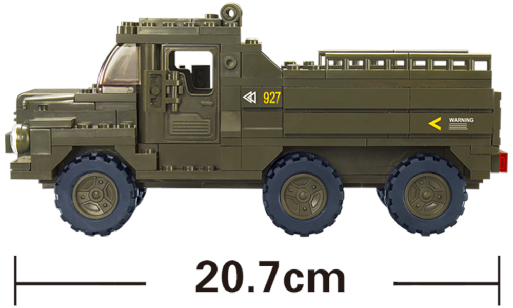Klocki Wojsko Ciężarówka Transportowa Wojska, armia+4 figurki Tomdorix
