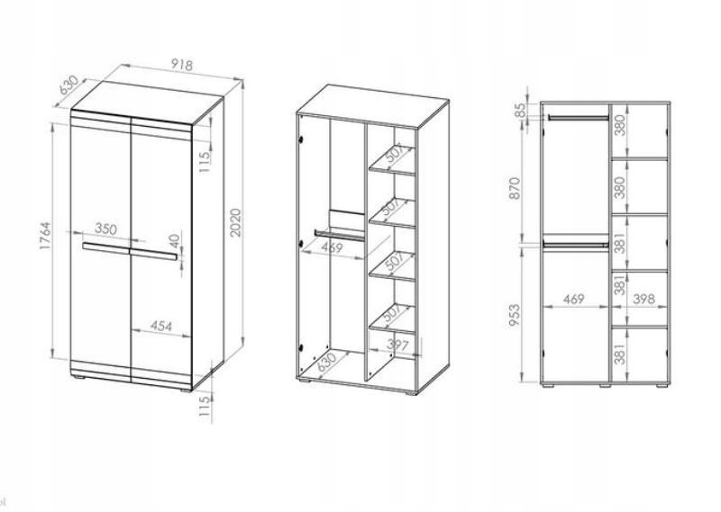 BLANCO 01 SZAFA DO SALONU SYPIALNI Kolor mebla inny kolor