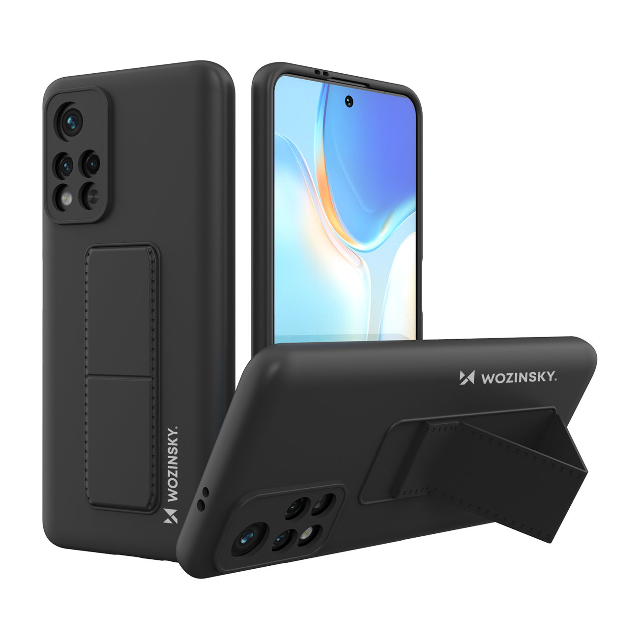 Silikonowe etui z podstawką Wozinsky Kickstand Case - czarne Silikonowe etui z podstawką Wozinsky Kickstand Case - etui Xiaomi Redmi 10 - czarne