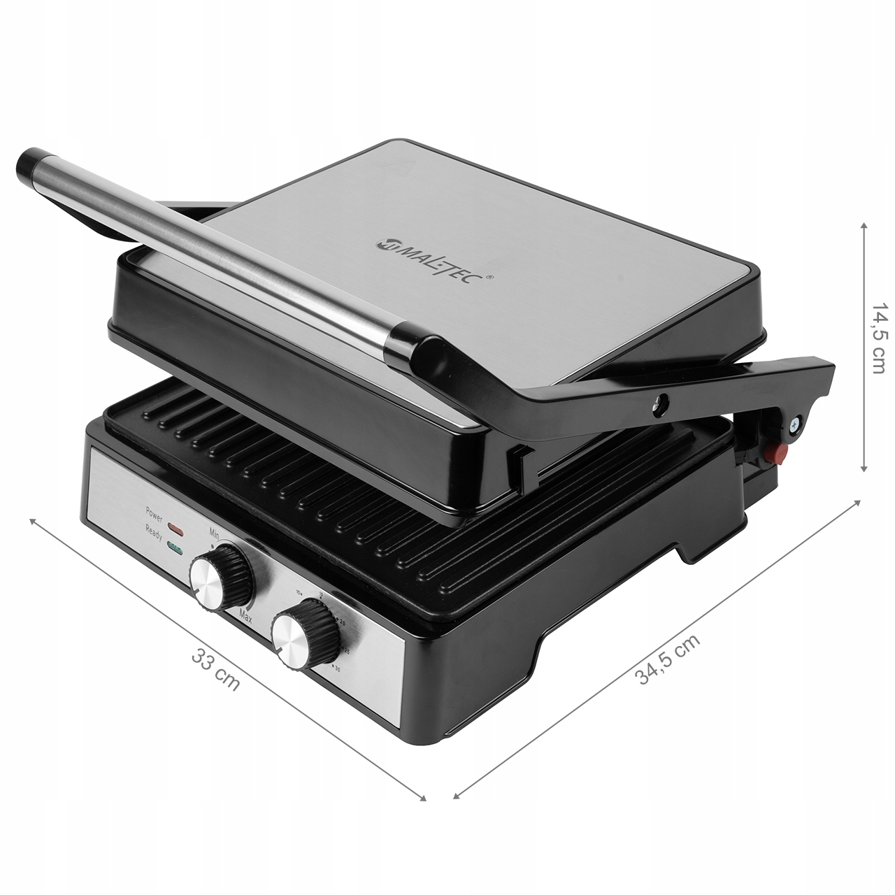 ROZKŁADANY OPIEKACZ GRILL ELEKTRYCZNY 2500W XXL Kolor dominujący srebrny/szary