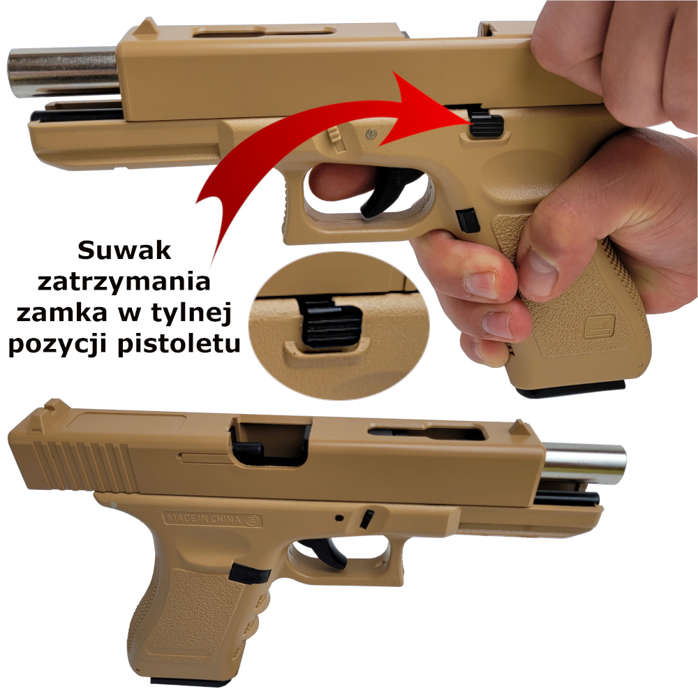 Glock 17 Replika ASG Pistolet Na Kulki Wersja Tarcza Tomdorix
