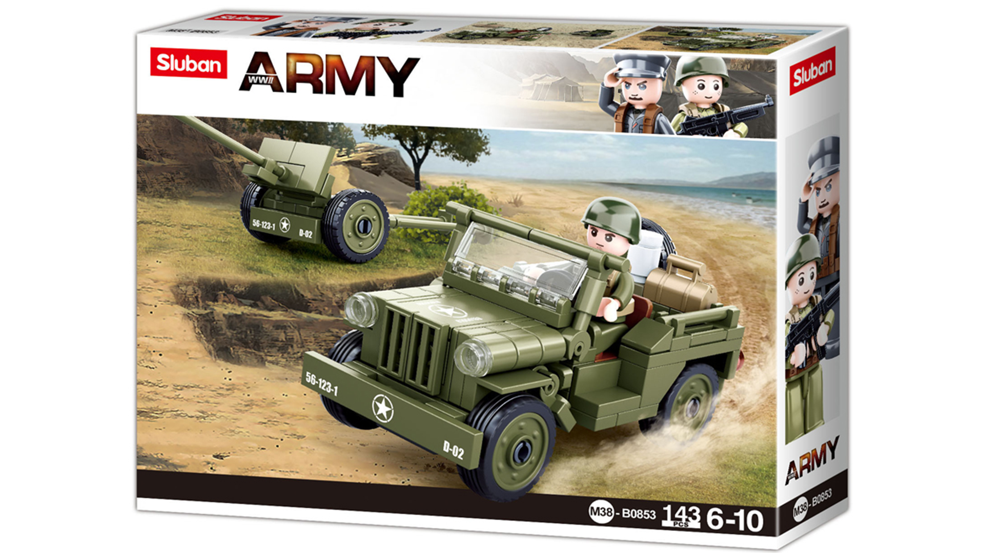 Klocki Wojsko JEEP WILLYS MB + Armata 143el TOMDORIX