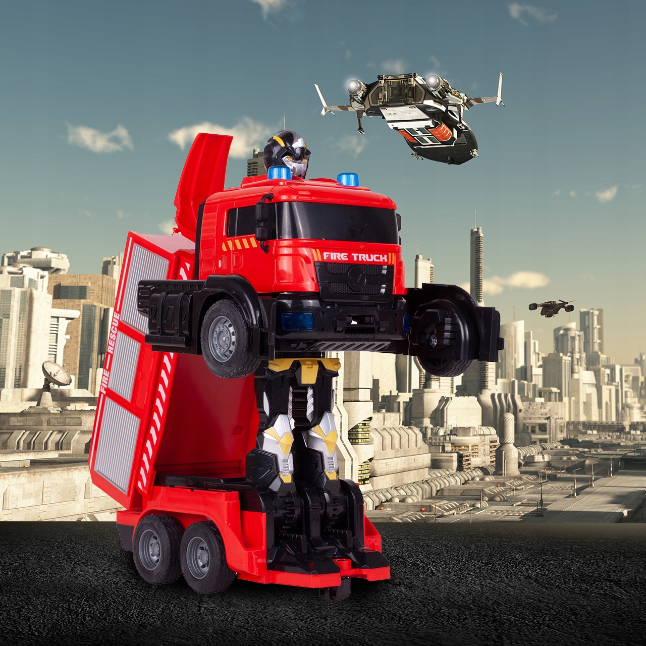 ROBOT TRANSFORMUJĄCY STRAŻ POŻARNA NA PILOTA AUTO Waga produktu z opakowaniem jednostkowym 0.75 kg