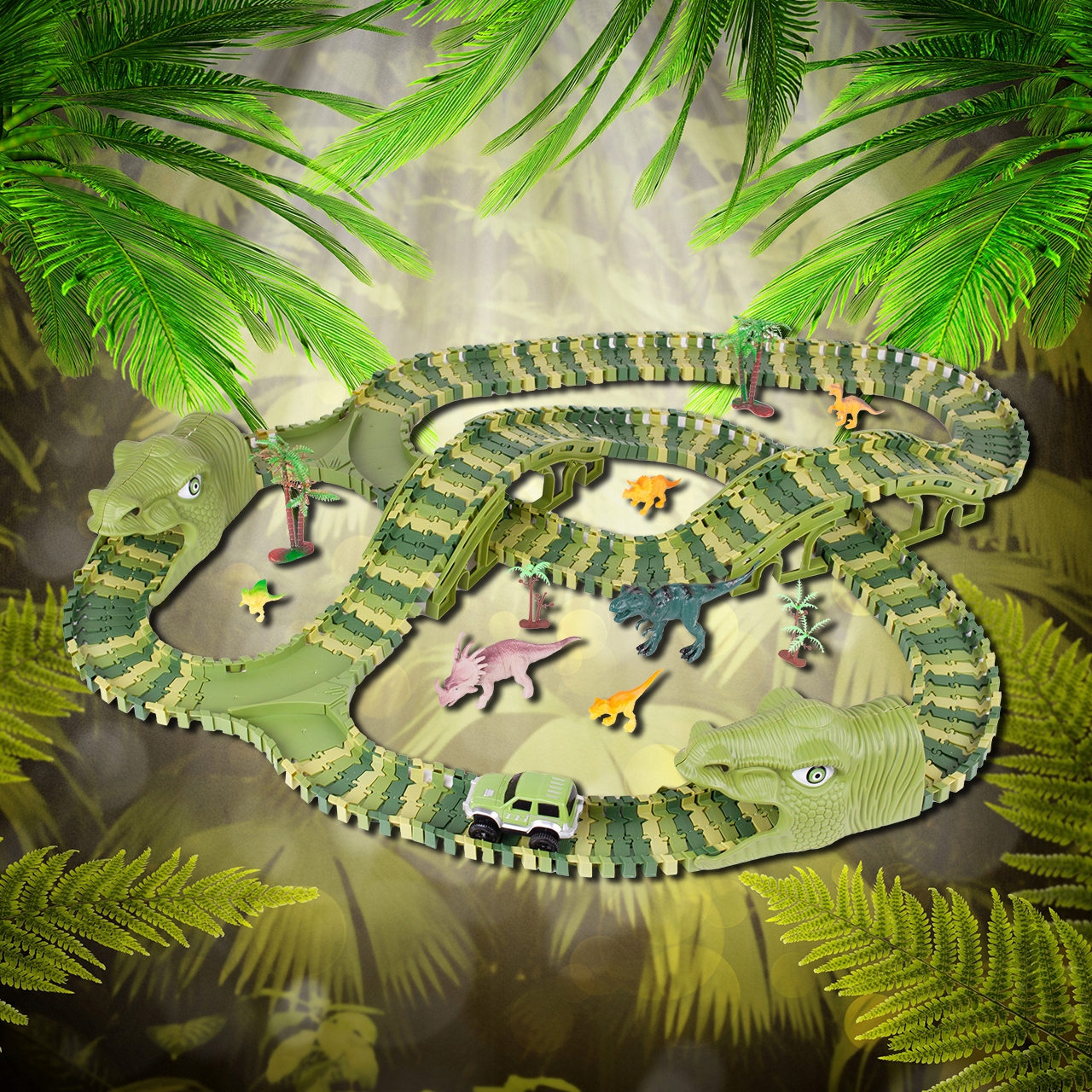 MEGA TOR WYŚCIGOWY XXXL DINOZAUR DINO PARK 240 el. Baterie 1xAA
