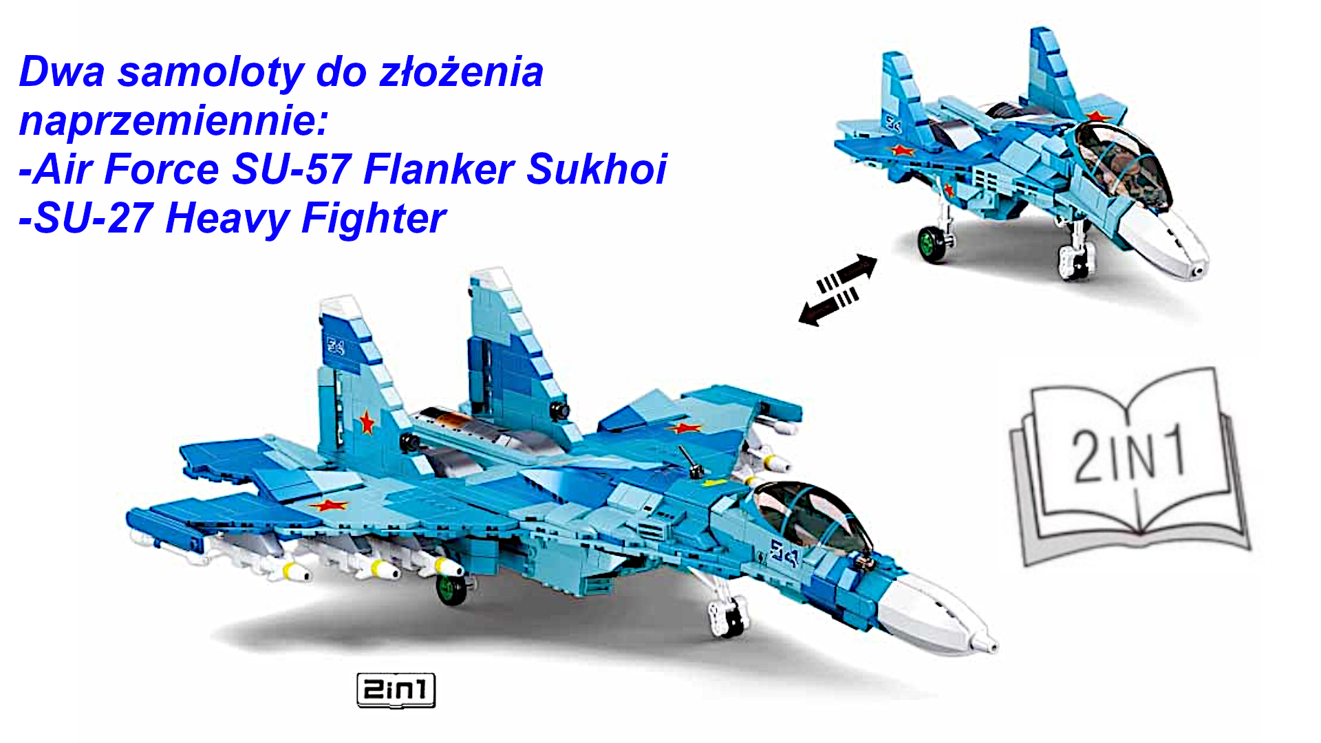 Klocki Samolot Myśliwiec SU27 FLANKER Odrzutowiec TOMDORIX