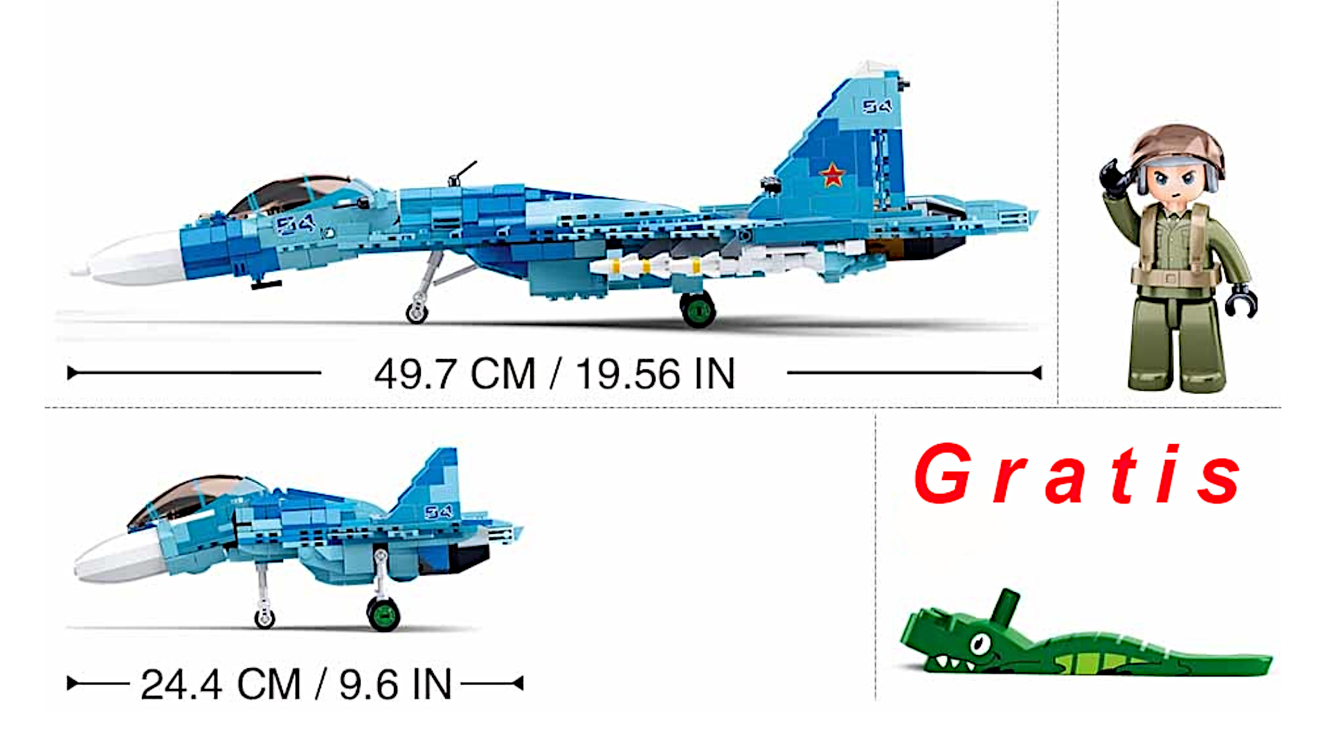 Klocki Samolot Myśliwiec SU27 FLANKER Odrzutowiec TOMDORIX