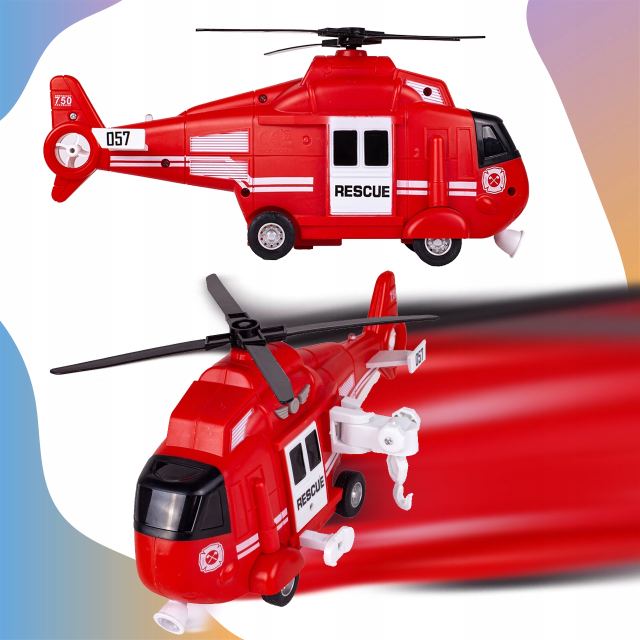 HELIKOPTER STRAŻY POŻARNEJ 1:16 ŚWIATŁO DŹWIĘK Wysokość produktu 11 cm