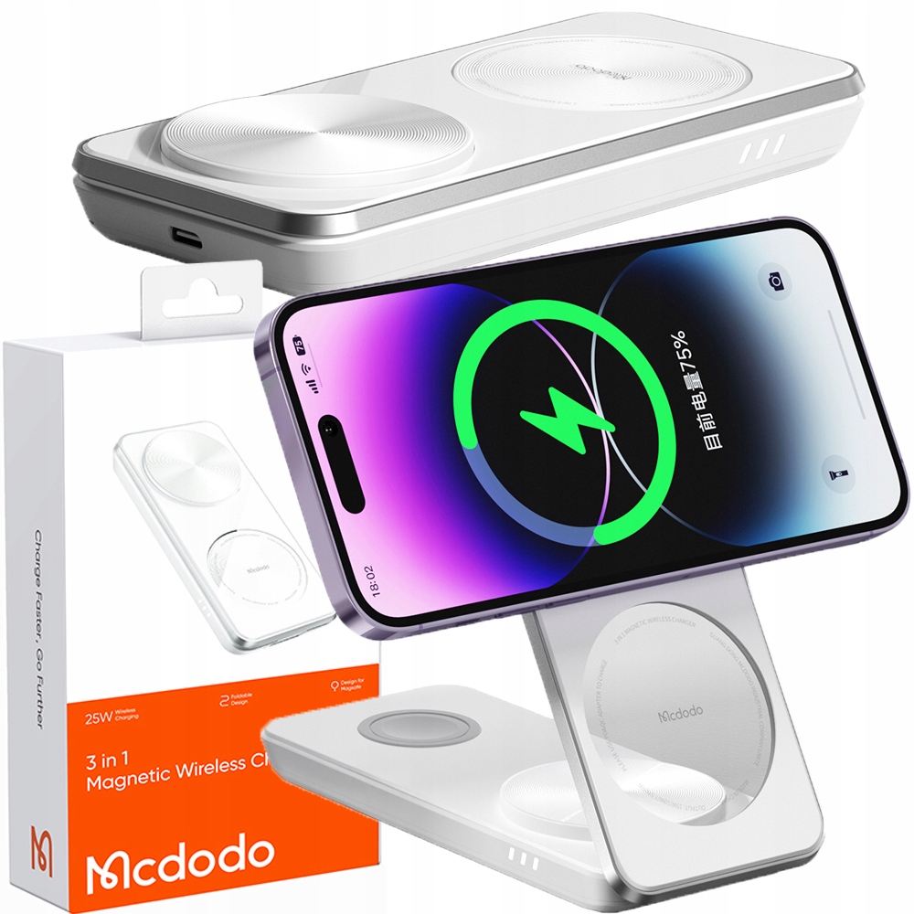 Ładowarka Mcdodo STACJA DOKUJĄCA 3W1 QI DO IPHONE, AIRPODS, WATCH – Wygodne ładowanie bez kabli