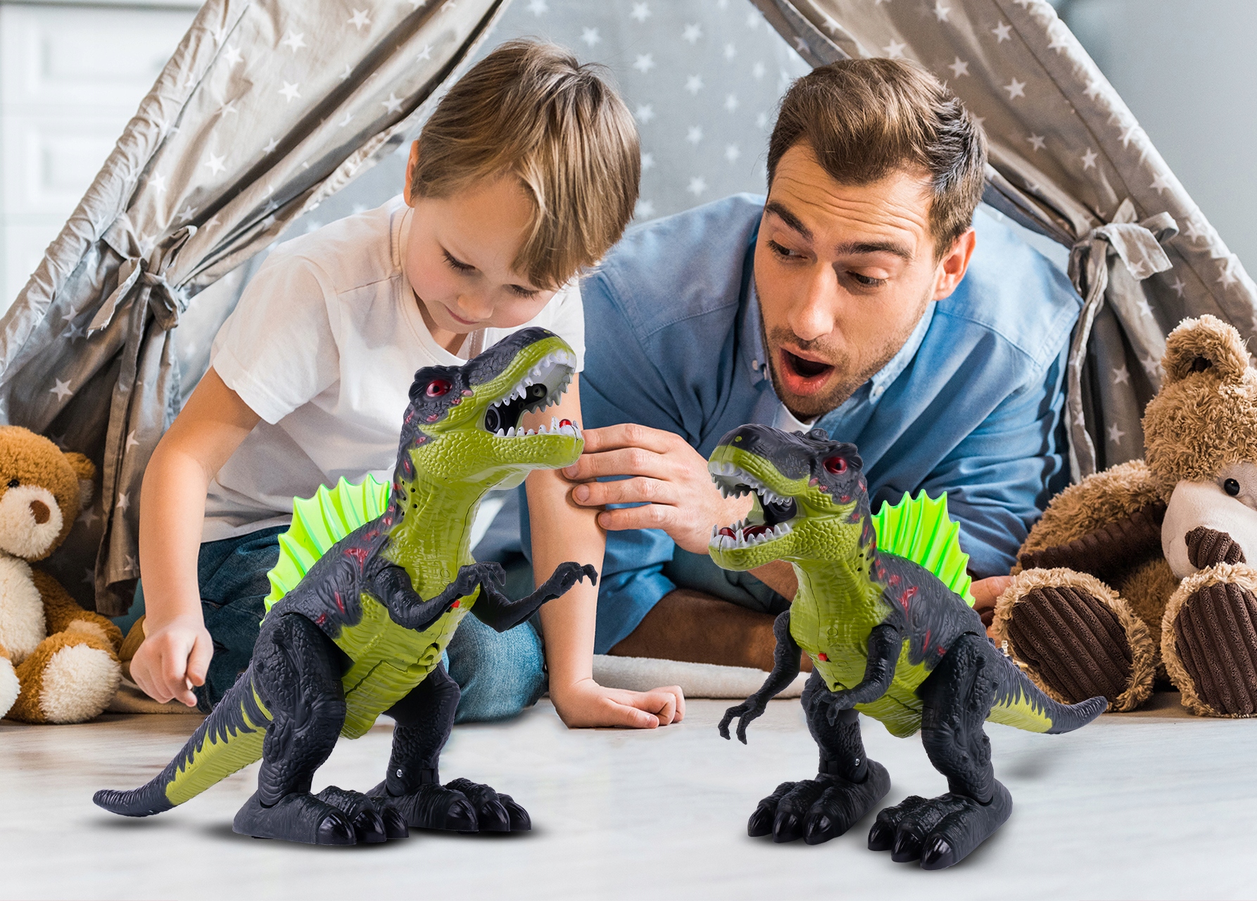 DINOZAUR XXL T-REX ŚWIECI RYCZY CHODZI ZIEJE PARĄ Typ figurka