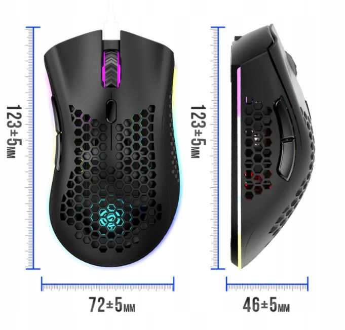 BEZPRZEWODOWA MYSZ RGB LEKKA GAMINGOWA DLA GRACZY Kod producenta bm600