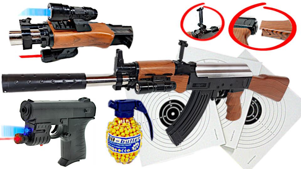 Karabin Na Kulki AK-47 KAŁASZNIKOW ASG+2 Granaty+Pistolet+2 Tarcze TOMDORIX