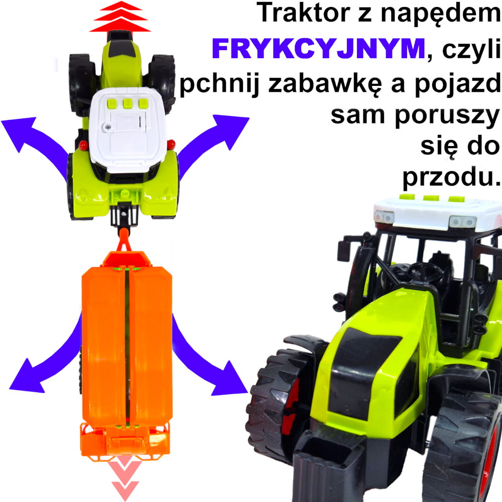 Traktor Ciągnik Na Baterie Z Przyczepą Rozsiewacz Do Nawozu Światło Dźwięk TOMDORIX