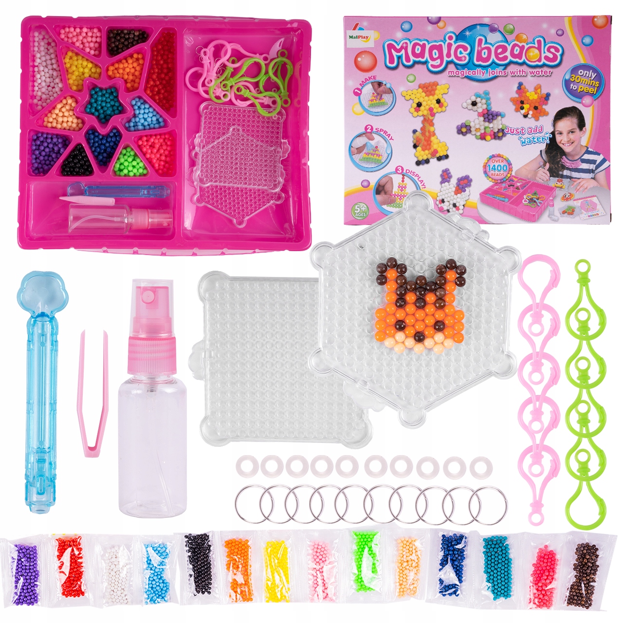 KORALIKI KULKI WODNE MAGIC BEADS 1400el + WZORY Wiek dziecka 5 lat +