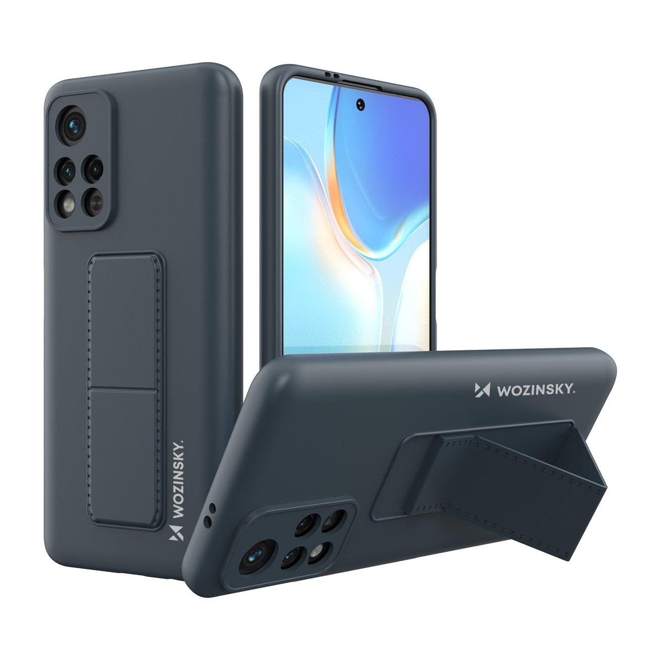 Silikonowe etui z podstawką Wozinsky Kickstand Case - granatowe Silikonowe etui z podstawką Wozinsky Kickstand Case - etui Xiaomi Redmi 10 - granatowe