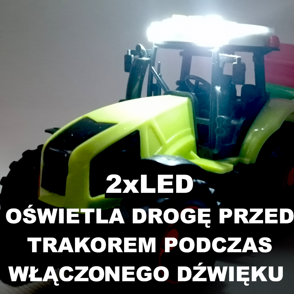 Traktor Ciągnik Na Baterie Z Przyczepą Rozrzutnik Obornika Światło Dźwięk TOMDORIX