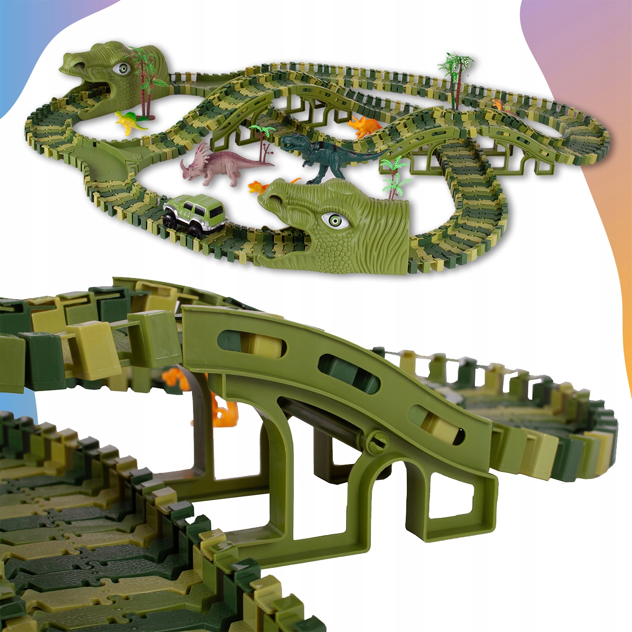 MEGA TOR WYŚCIGOWY XXXL DINOZAUR DINO PARK 240 el. Płeć Chłopcy Dziewczynki