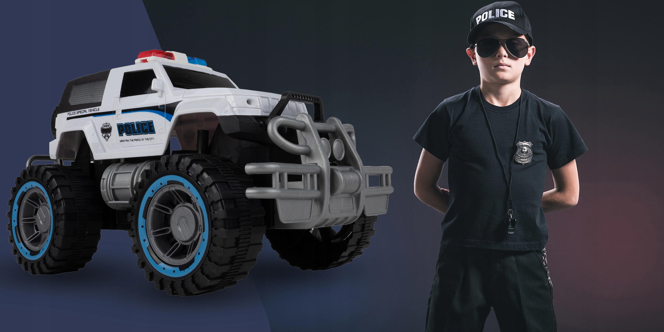 SAMOCHÓD AUTO MONSTER POLICJA Z NAPĘDEM RADIOWÓZ Płeć Chłopcy Dziewczynki