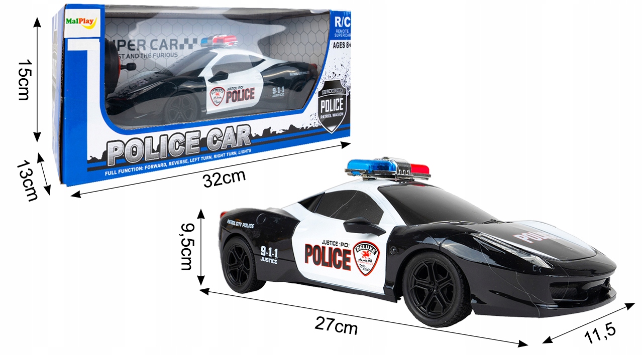 SAMOCHÓD POLICYJNY AUTO RADIOWÓZ POLICJA ZDALNIE STEROWANY NA PILOTA Bohater brak