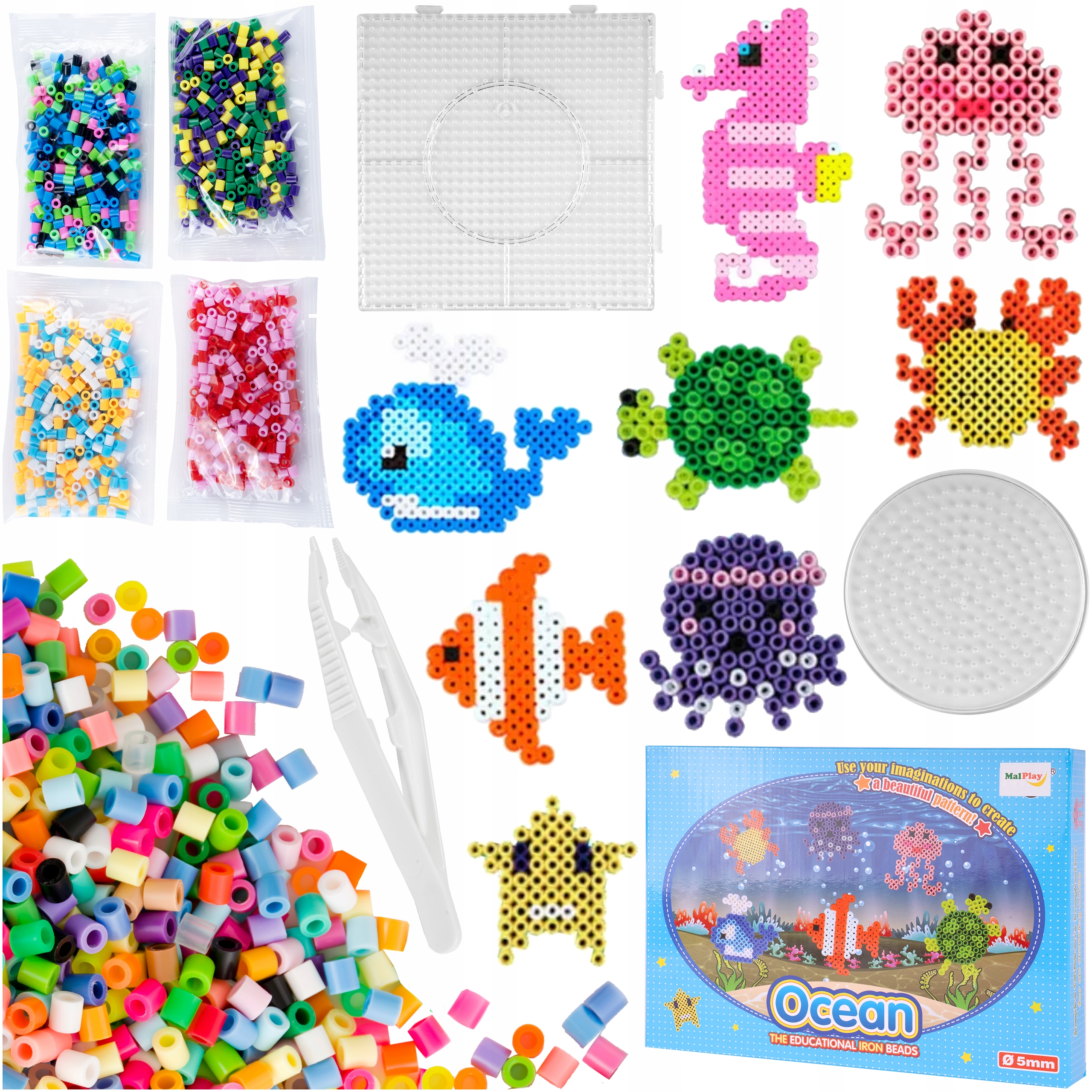 KORALIKI DO PRASOWANIA BEADS 1000 SZT ZWIERZĘTA WODNE DIY SZABLONY